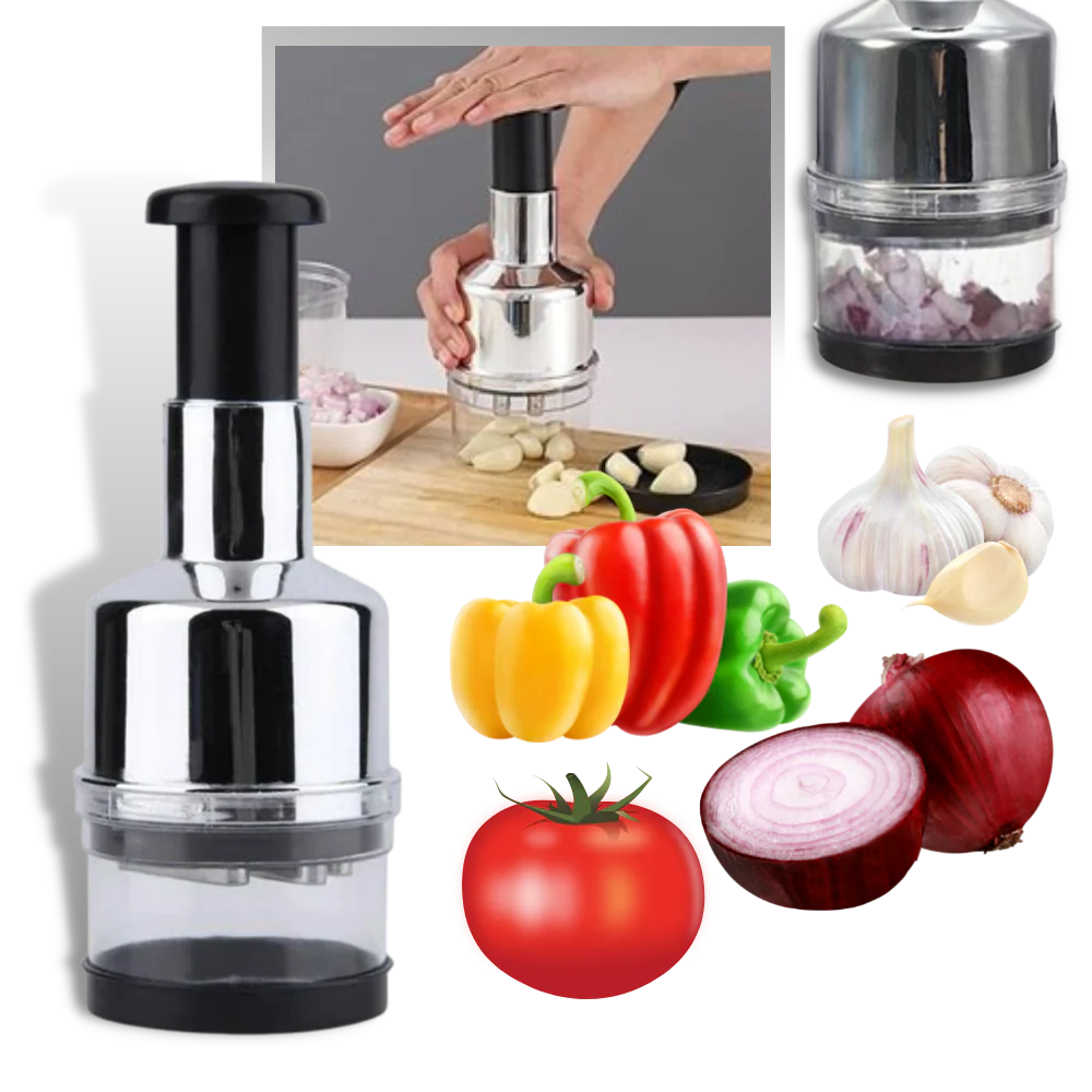 Manual Vegetable Chopper with Stainless Steel Blades and Food Grade Container All Vera Mart