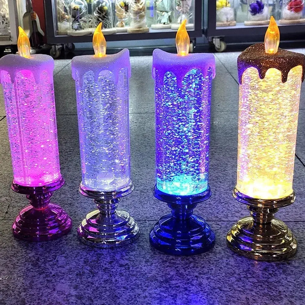 Color Changing LED Candle with Spinning Glitter and USB or Battery Power, Polymer 10.2in All Vera Mart