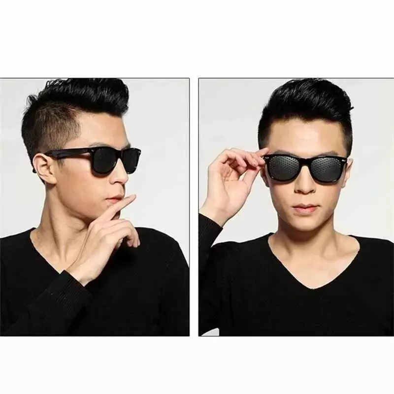 Pinhole Glasses for Eye Focus Training with PVC Frame and Black Lens Design All Vera Mart
