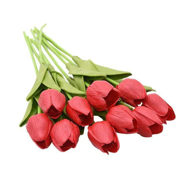 Artificial Tulip Stems with Realistic Petals and Flexible Design, 13.7 Inches All Vera Mart
