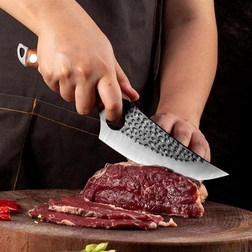 Alloy Blade Kitchen Knife with Cherry Wood Handle and Finger Notch Grip All Vera Mart