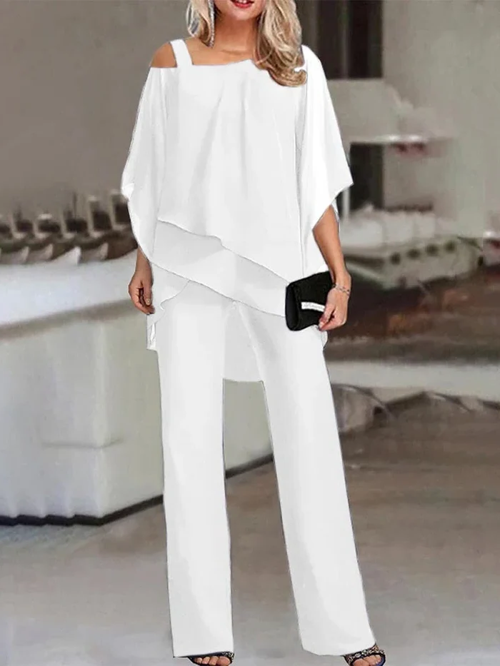 Two-Piece Matching Set with Fitted Top and Tailored Bottoms, Cotton Polyester Blend All Vera Mart