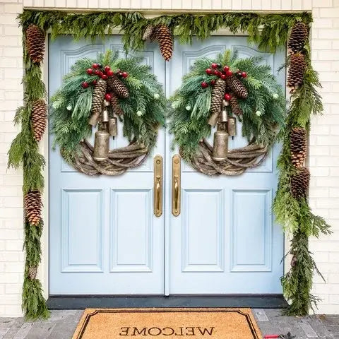 Christmas Wreath with Vine Base and Pinecone Accents, 17-Inch Handcrafted Rustic Design All Vera Mart