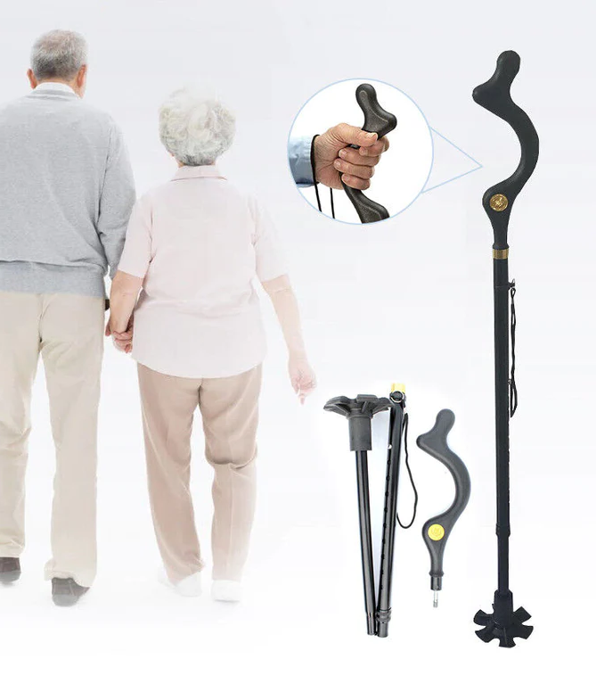 Adjustable Walking Stick with Ergonomic Handle and 360-Degree Rotating Tip, 300lb Capacity All Vera Mart