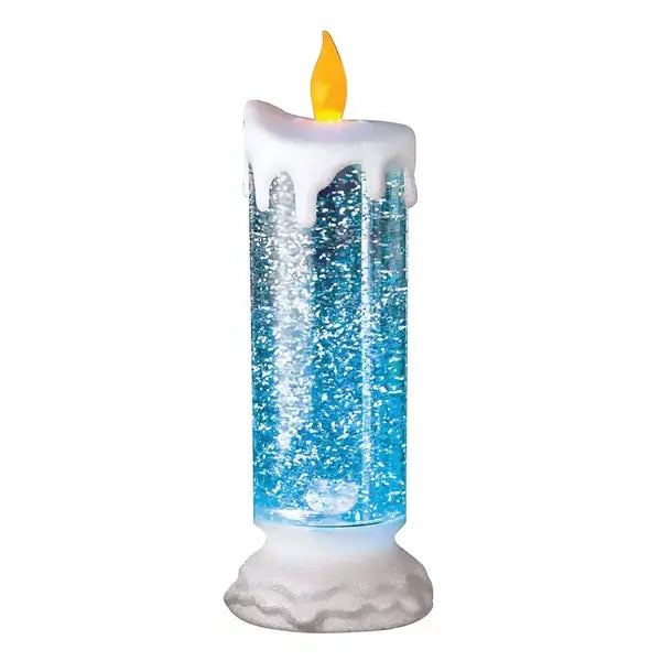 Color Changing LED Candle with Spinning Glitter and USB or Battery Power, Polymer 10.2in All Vera Mart