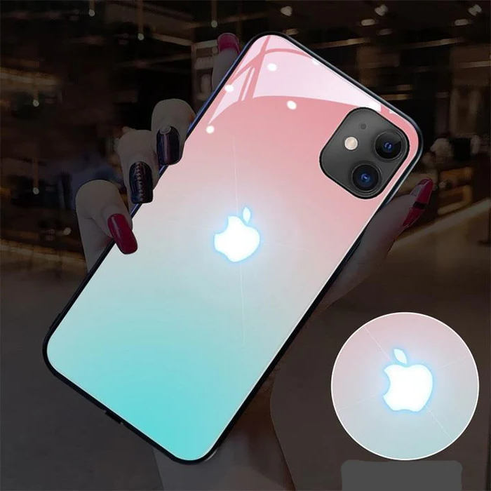 Color Changing LED Phone Case with 7-Color Notification Lights and Tempered Glass Back All Vera Mart