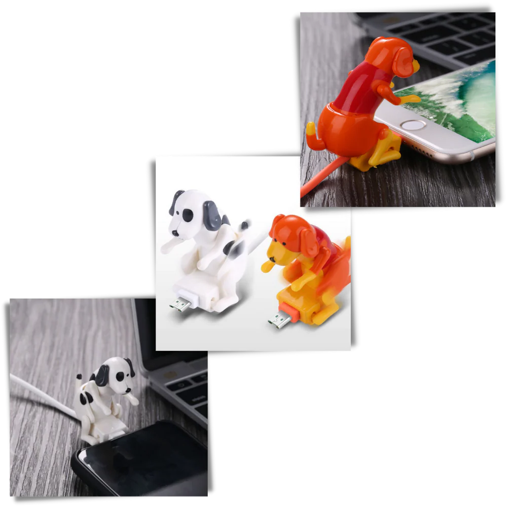 Animated Dog Charging Cable with 3 Connectors and Fast Power Delivery All Vera Mart
