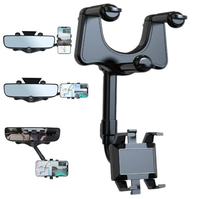 Rearview Mirror Car Phone Holder with 360 Degree Rotation and Extendable Arm All Vera Mart