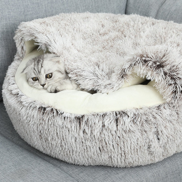 Covered Pet Bed with Partial Canopy and Raised Sides for Small Dogs and Cats All Vera Mart