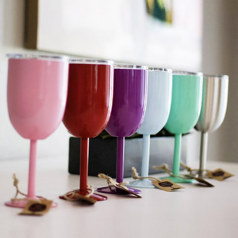 Double Wall Stainless Steel Wine Cup with Leak Resistant Lid and Condensation Blocking All Vera Mart