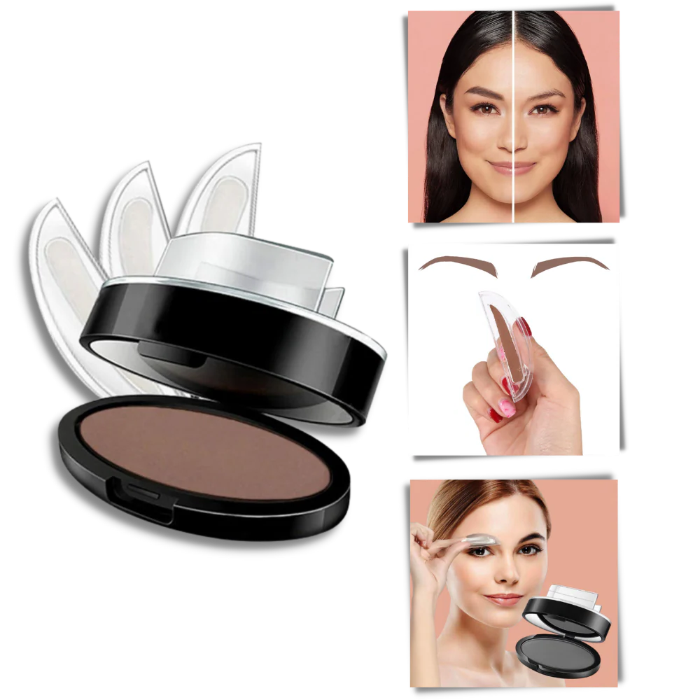 Eyebrow Stamp with Waterproof Powder and Blending Sponge, Two-Piece Set All Vera Mart