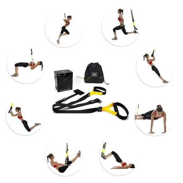 Suspension Trainer System with Adjustable Resistance Straps and Door Anchor, 400lb Capacity All Vera Mart
