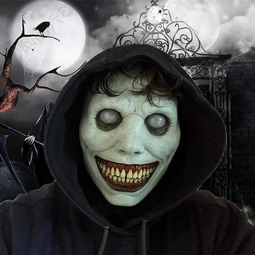 Full Head Latex Mask with Oversized Grinning Face and White Eyes for Halloween All Vera Mart