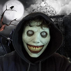 Full Head Latex Mask with Oversized Grinning Face and White Eyes for Halloween All Vera Mart