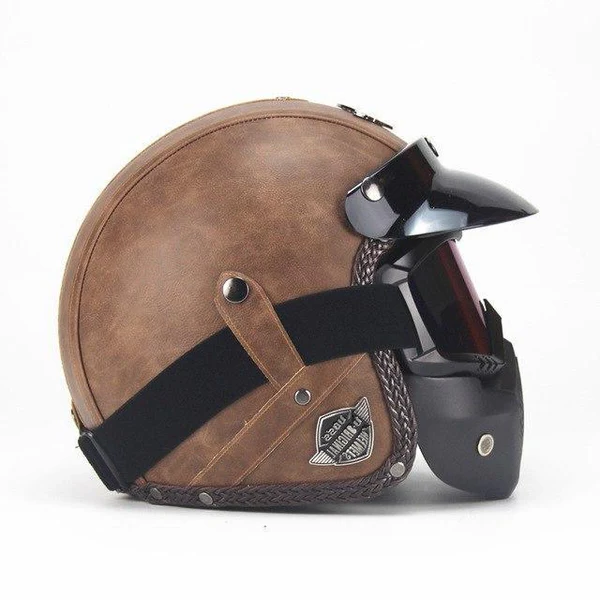 Open Face Motorcycle Helmet with Detachable Mask and Polycarbonate Goggles All Vera Mart