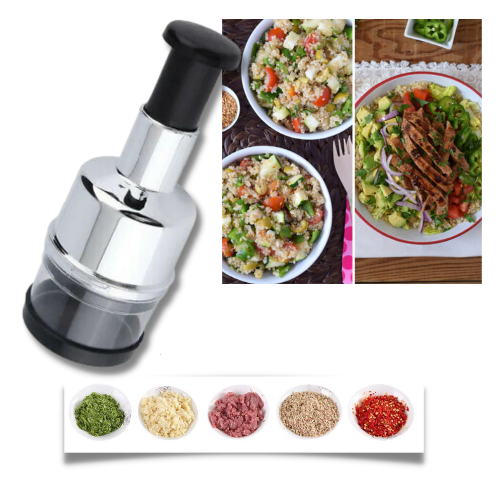 Manual Vegetable Chopper with Stainless Steel Blades and Food Grade Container All Vera Mart