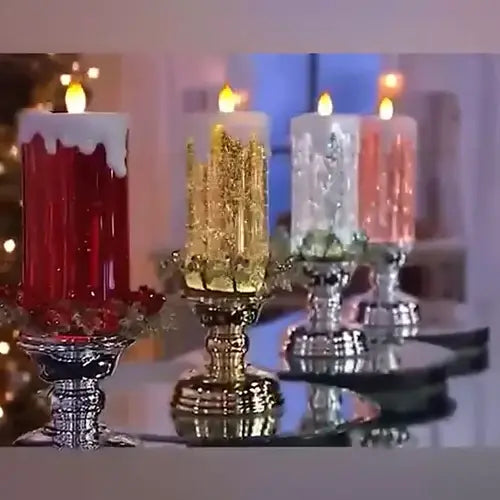 Color Changing LED Candle with Spinning Glitter and USB or Battery Power, Polymer 10.2in All Vera Mart