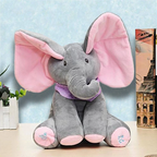 Interactive Singing Elephant Plush Toy with Peek-a-boo Ear Flapping and Built-in Song All Vera Mart