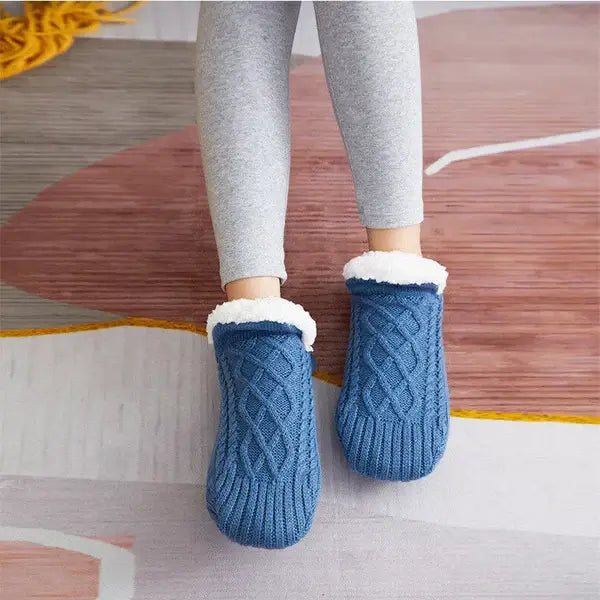 Thermal Socks with Non-Slip Grip and Adjustable Cuff, Breathable Soft Interior All Vera Mart