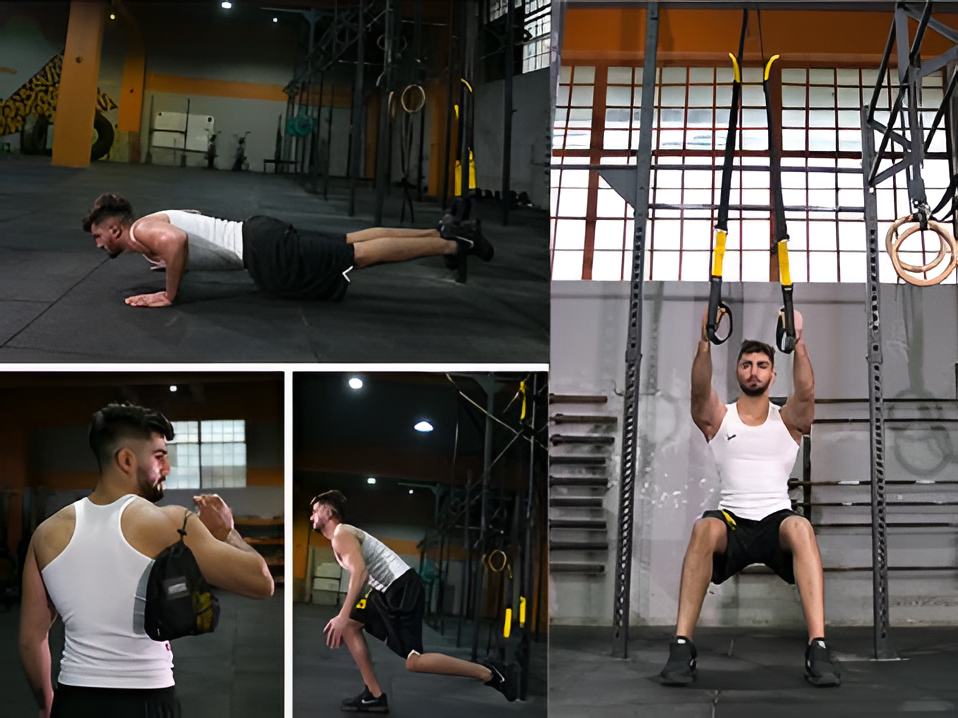 Adjustable Suspension Trainer with Rotating Athletic Rings and Door Anchor, Portable Mesh Bag All Vera Mart