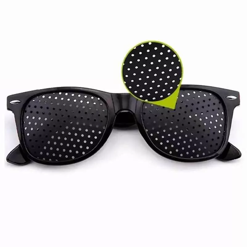 Pinhole Glasses for Eye Focus Training with PVC Frame and Black Lens Design All Vera Mart