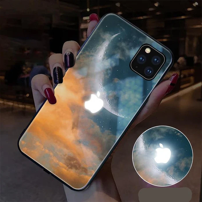 Color Changing LED Phone Case with 7-Color Notification Lights and Tempered Glass Back All Vera Mart