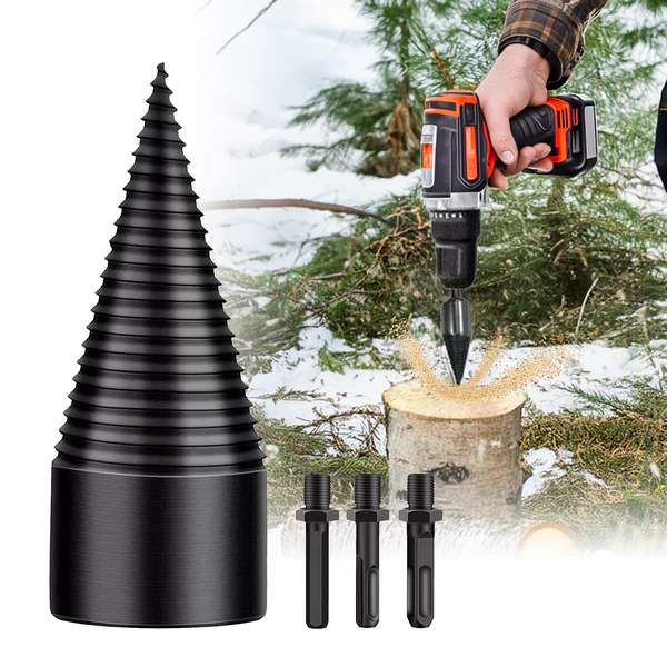 Firewood Splitter Drill Bit with High Carbon Steel and Three Interchangeable Shanks All Vera Mart