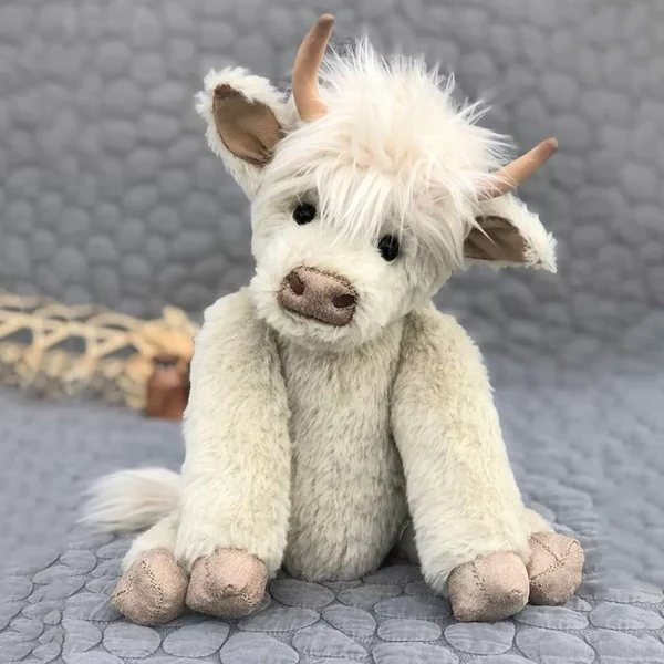 Highland Cattle Plush with Realistic Moo Sound and Movable Joints, 9.84 Inches All Vera Mart