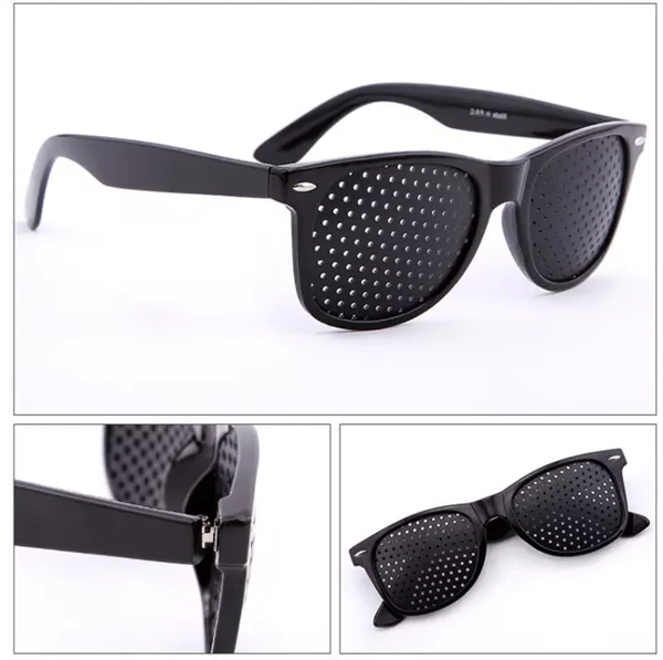 Pinhole Glasses for Eye Focus Training with PVC Frame and Black Lens Design All Vera Mart