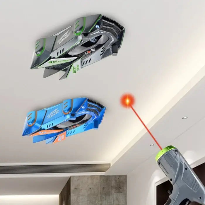 Wall Climbing RC Car with Laser Guided Remote and LED Lights, USB Rechargeable All Vera Mart
