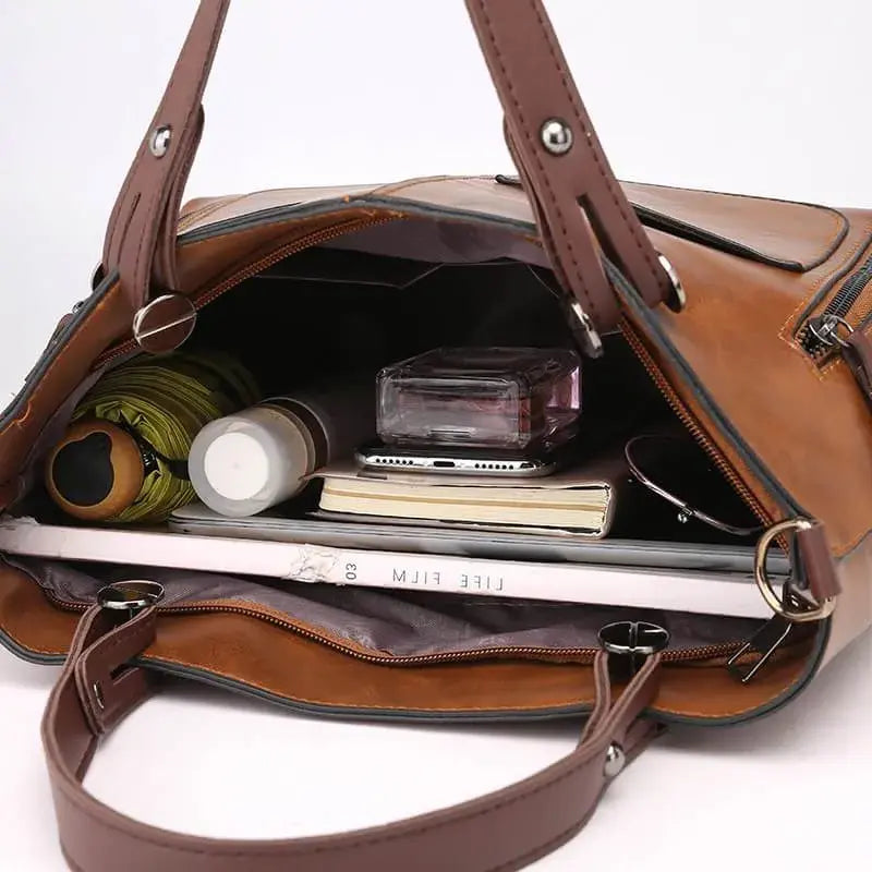 Leather Crossbody Bag with Adjustable Strap and Multiple Interior Pockets, Removable Pouch All Vera Mart