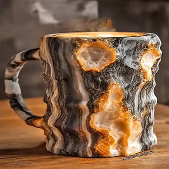 Crystal Coffee Mug with Faceted Exterior and Comfortable Handle, 10oz Capacity All Vera Mart