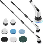 Cordless Spin Scrubber with 8 Interchangeable Heads and Adjustable Handle for Tile, Tubs, Counters All Vera Mart