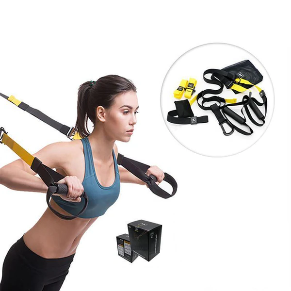 Suspension Trainer System with Adjustable Resistance Straps and Door Anchor, 400lb Capacity All Vera Mart