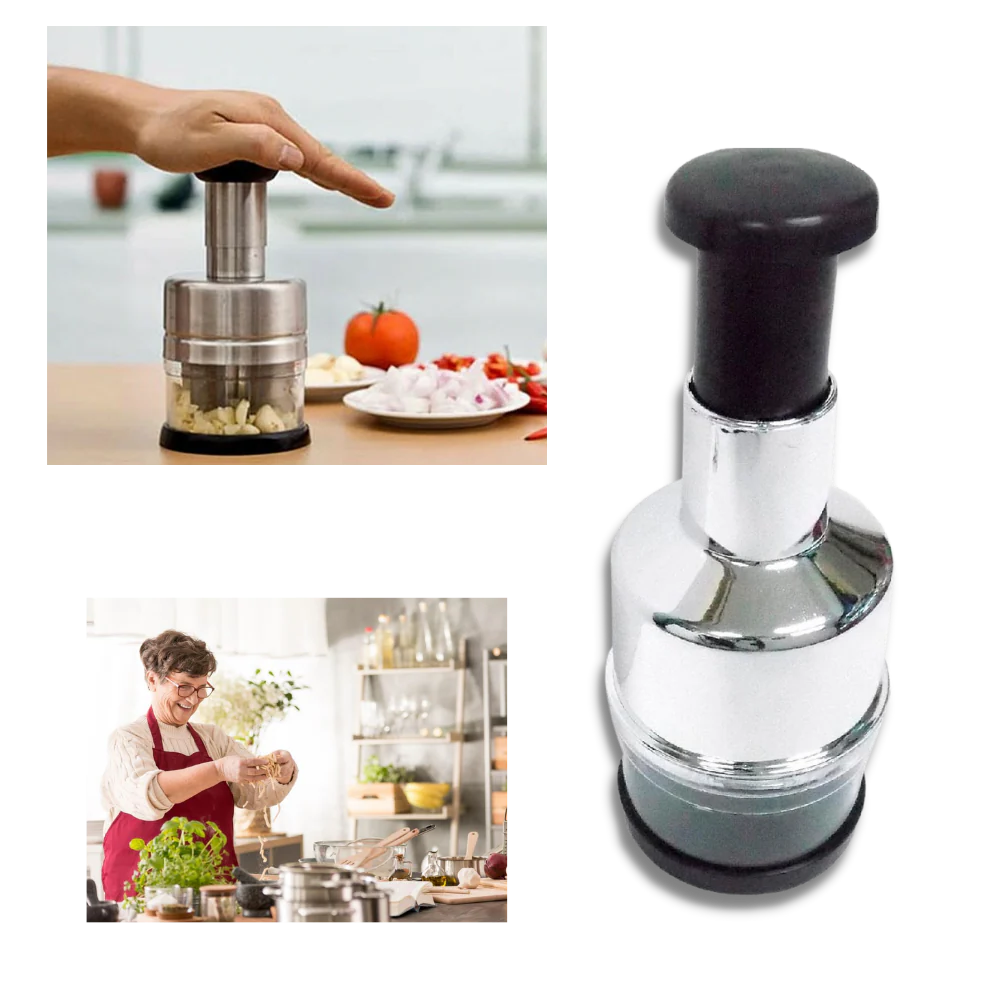 Manual Vegetable Chopper with Stainless Steel Blades and Food Grade Container All Vera Mart