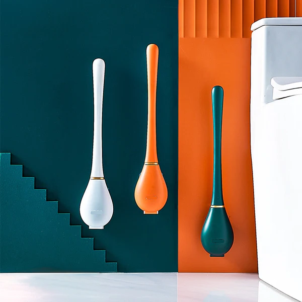 Toilet Brush with Silicone Nubs and Wall Mount Holder, Fast Drying All Vera Mart