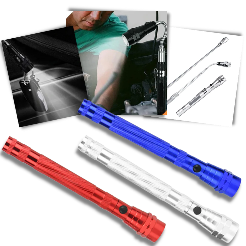Extendable Magnetic Flashlight with Gooseneck and Pen Clip for Metal Retrieval All Vera Mart