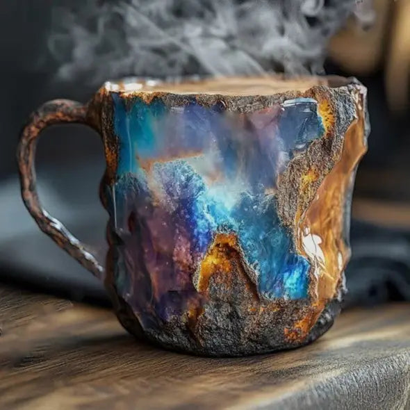 Crystal Coffee Mug with Faceted Exterior and Comfortable Handle, 10oz Capacity All Vera Mart