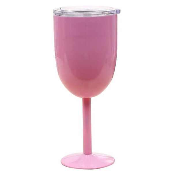 Double Wall Stainless Steel Wine Cup with Leak Resistant Lid and Condensation Blocking All Vera Mart