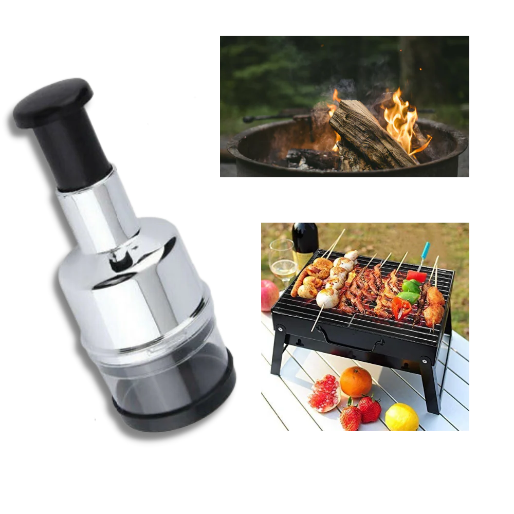 Manual Vegetable Chopper with Stainless Steel Blades and Food Grade Container All Vera Mart