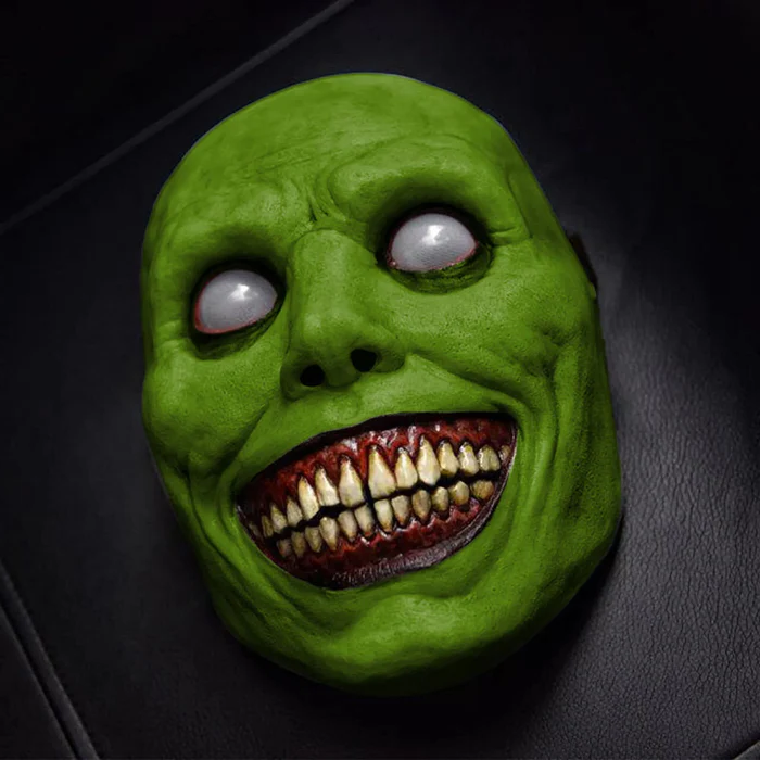Full Head Latex Mask with Oversized Grinning Face and White Eyes for Halloween All Vera Mart