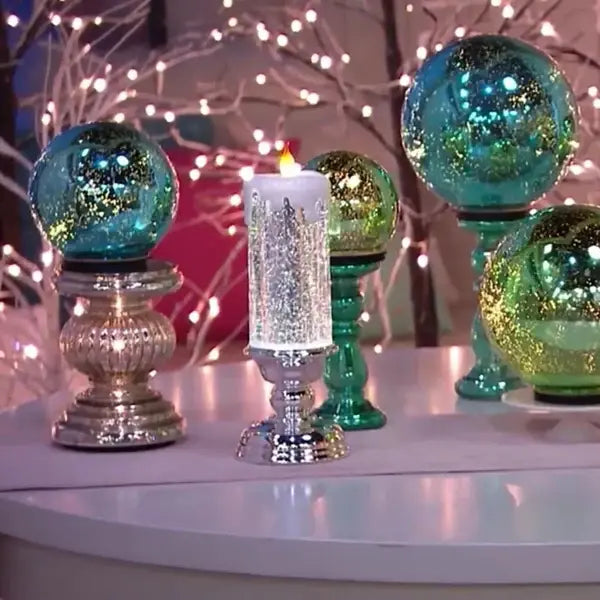 Color Changing LED Candle with Spinning Glitter and USB or Battery Power, Polymer 10.2in All Vera Mart