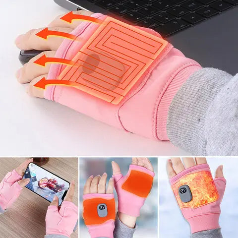 Heated Fingerless Gloves with USB-C Charging and Three Heat Levels, Up to 6 Hours All Vera Mart