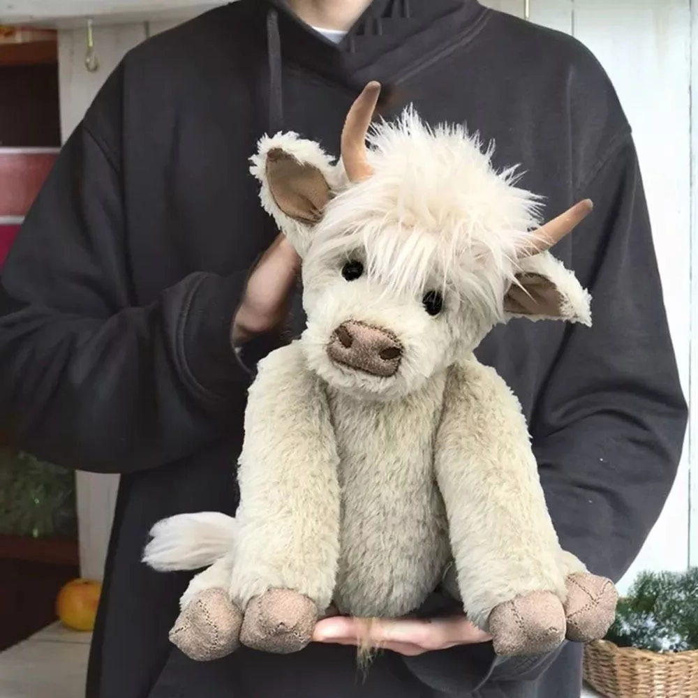 Highland Cattle Plush with Realistic Moo Sound and Movable Joints, 9.84 Inches All Vera Mart