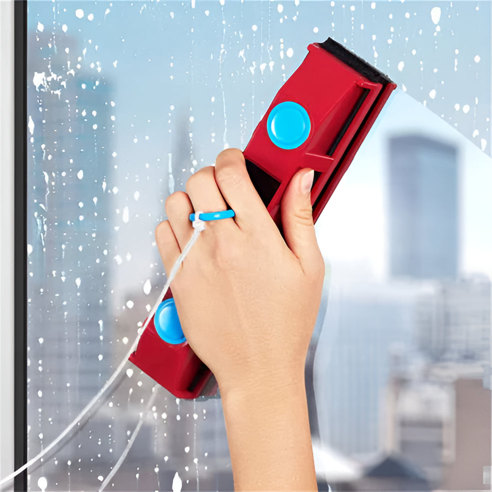 Double-Sided Magnetic Window Cleaner with Safety Cord and Replaceable Microfiber Pads All Vera Mart