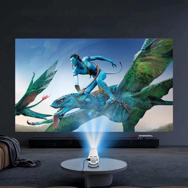 Portable Projector with 4K UHD Support and 180-Degree Tilt, 40-130 Inch Display All Vera Mart