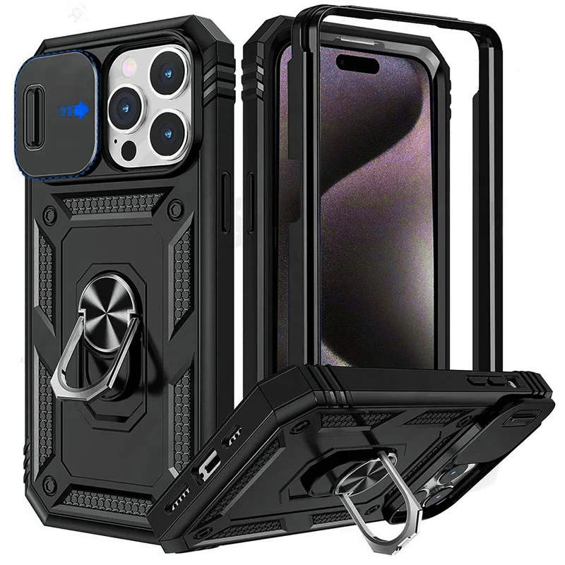 Protective Phone Case with Magnetic Mount and Kickstand, Slide Camera Cover All Vera Mart