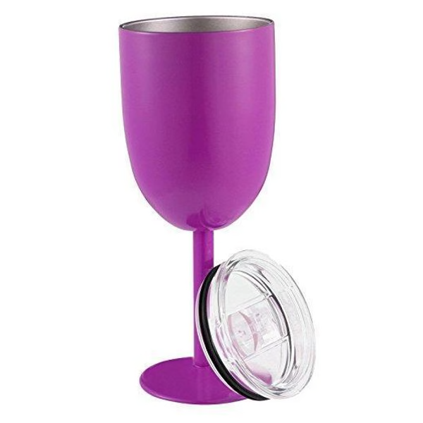 Double Wall Stainless Steel Wine Cup with Leak Resistant Lid and Condensation Blocking All Vera Mart