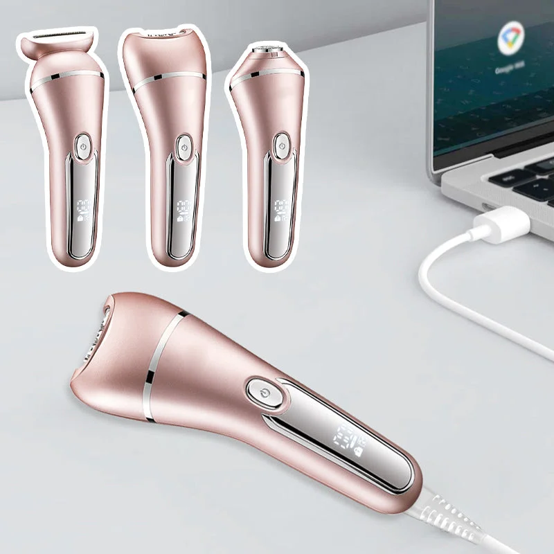 Electric Shaver with Three Interchangeable Heads and 90-Minute Runtime for Women All Vera Mart