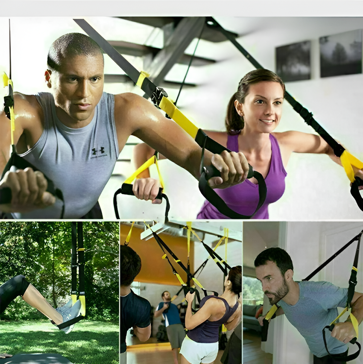 Adjustable Suspension Trainer with Rotating Athletic Rings and Door Anchor, Portable Mesh Bag All Vera Mart